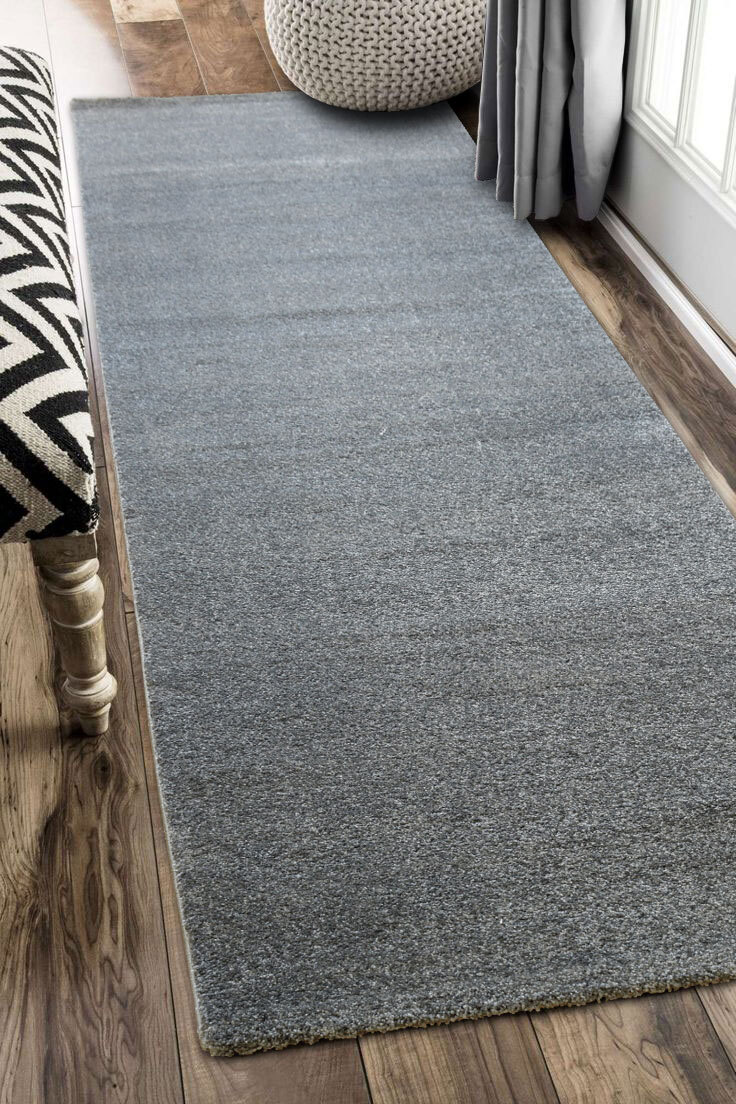 Large View Leo Modern Thick Plain Grey Rug