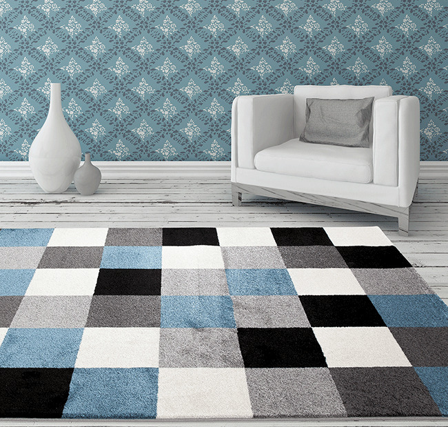 Large View Lilly Sqaure Pattern Rug(Size 230 x 160cm)