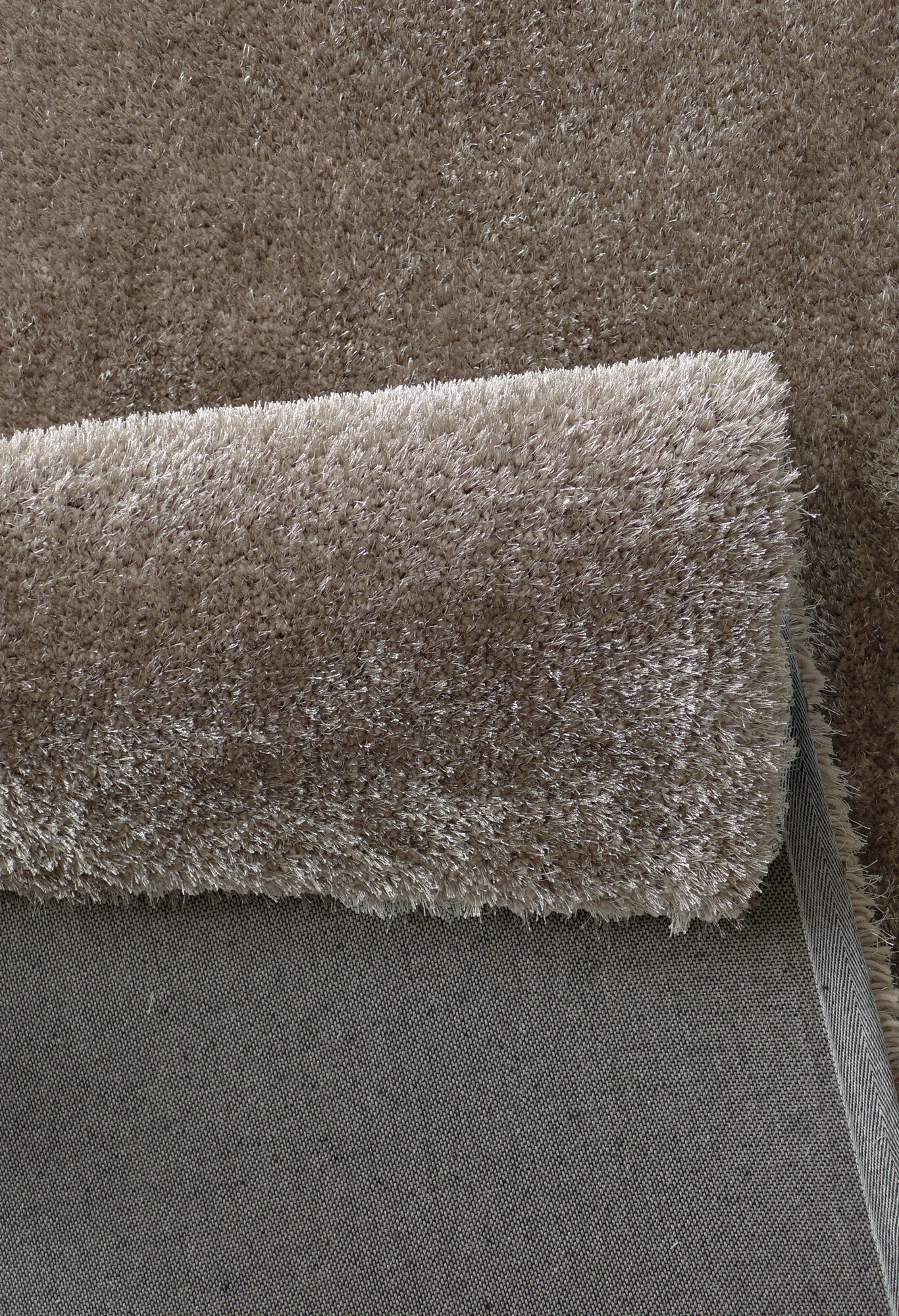 Large View Luxe Plain Brown Shaggy Rug