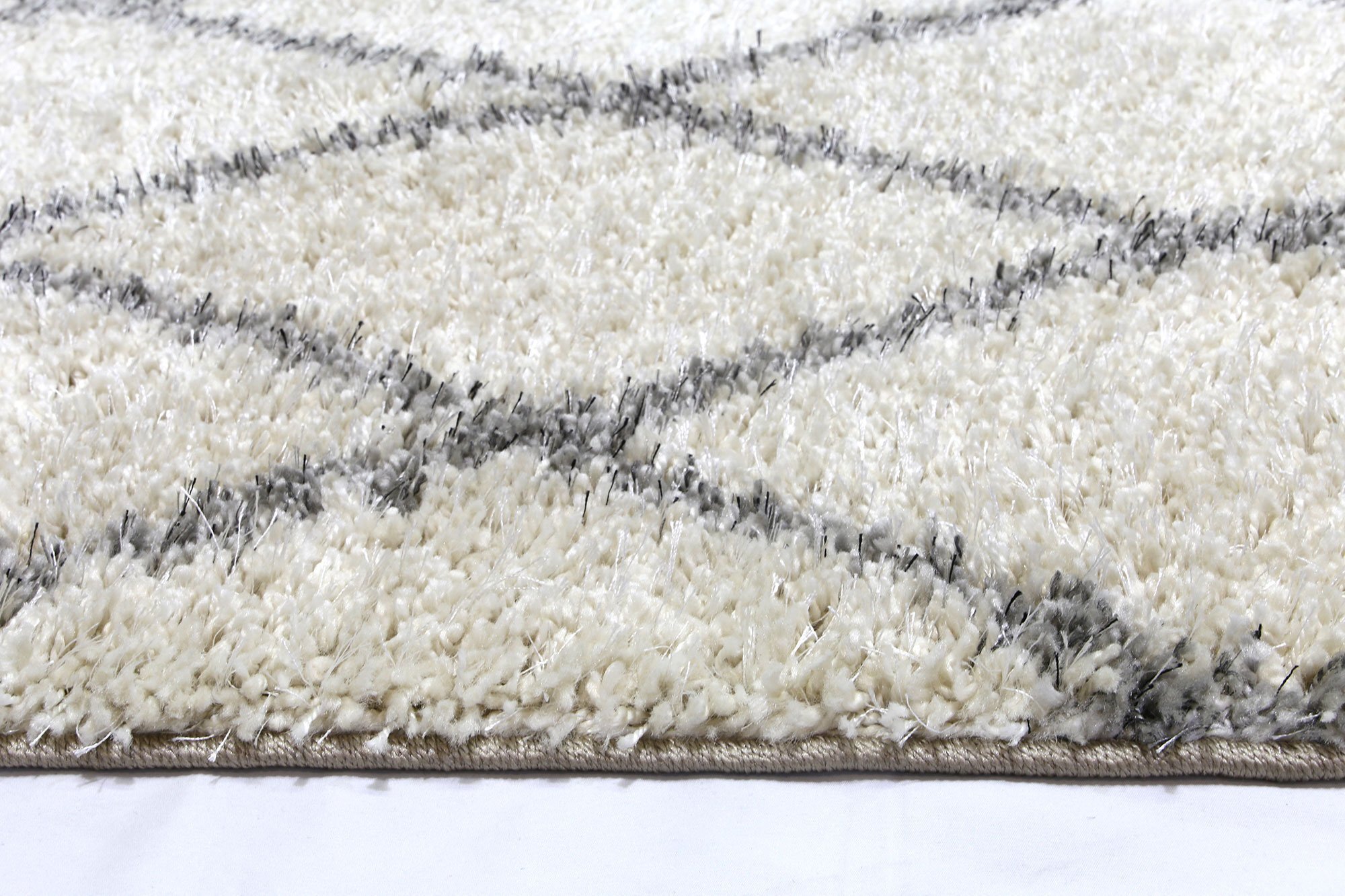 Large View Lusso Cream Moroccan Shaggy Rug