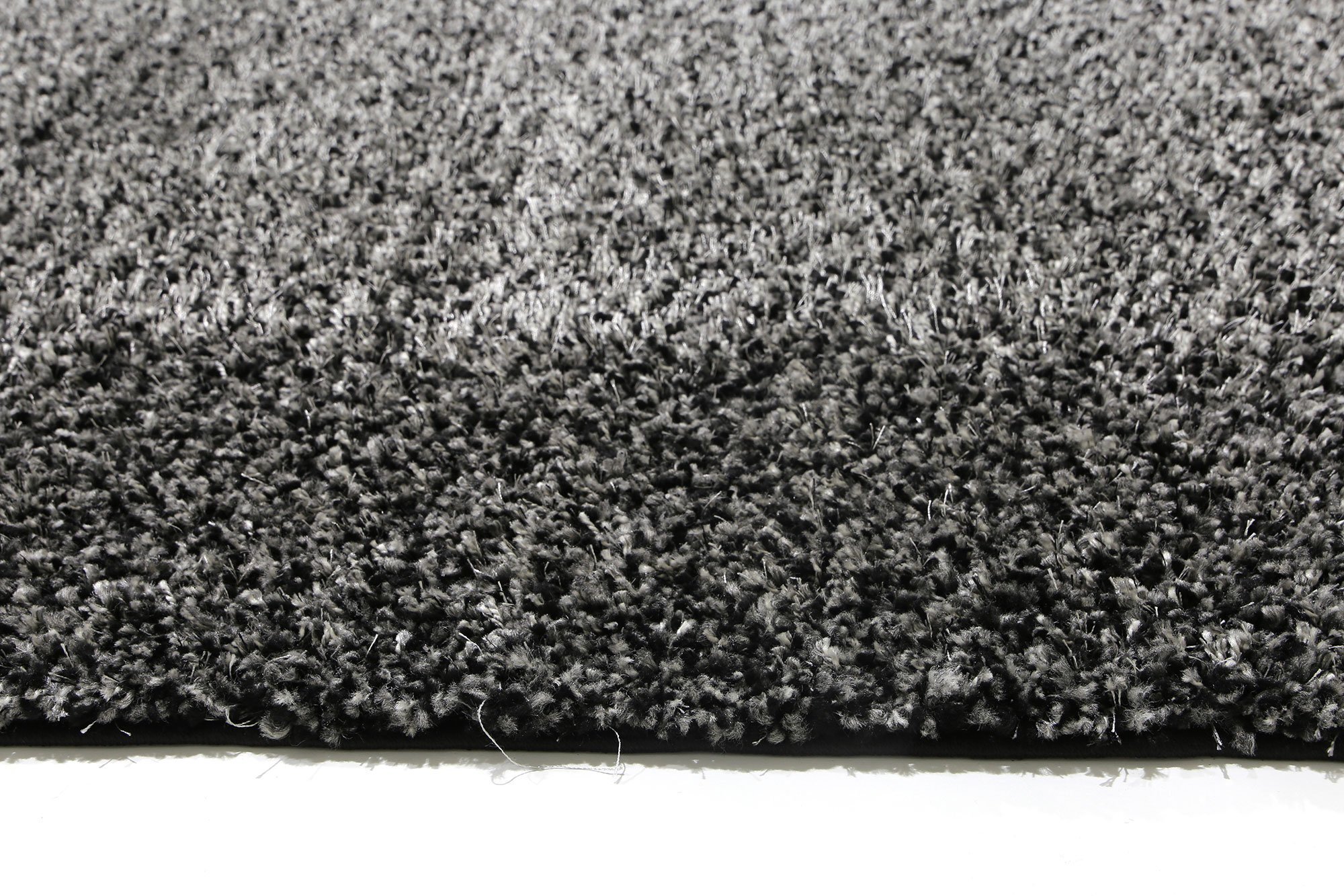 Large View Lusso Thick Plain Black Shaggy Rug