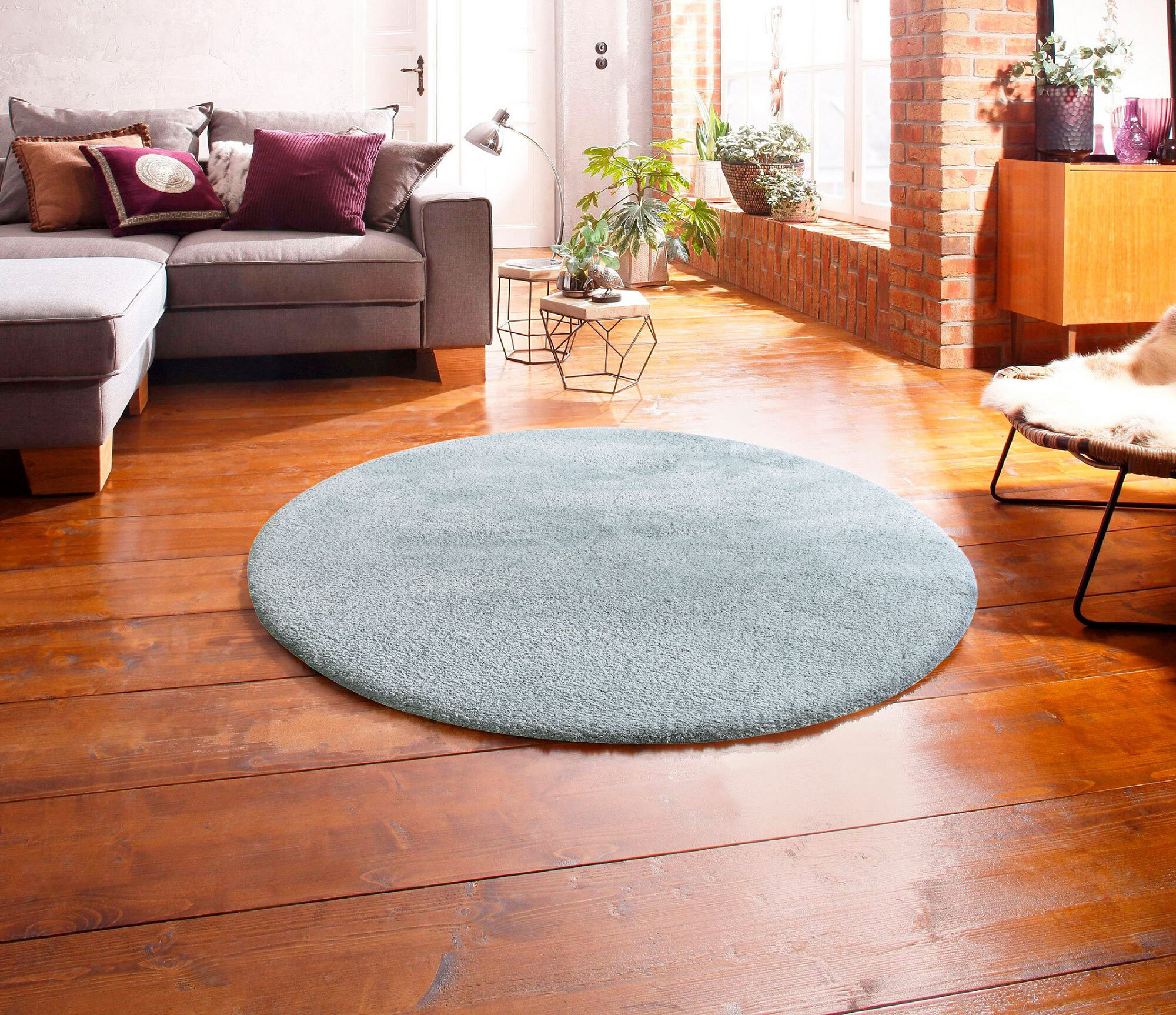 Levis Plain Blue Thick Shaggy Rug