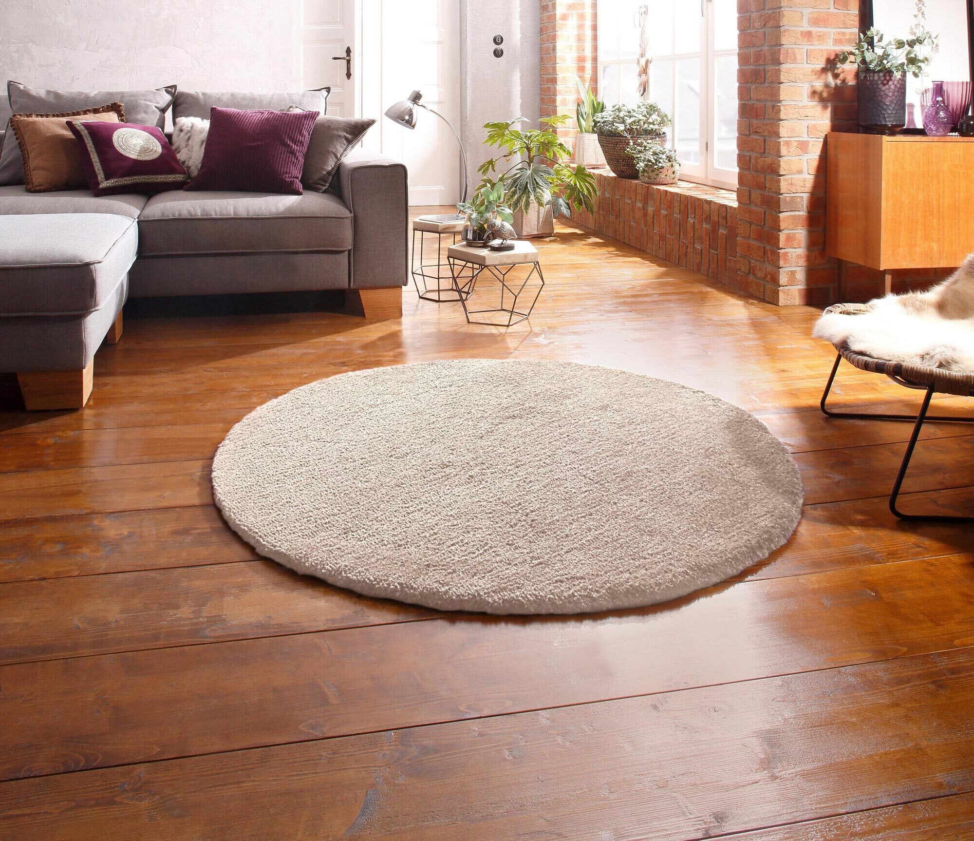 Large View Levis Plain Ivory Thick Shaggy Rug