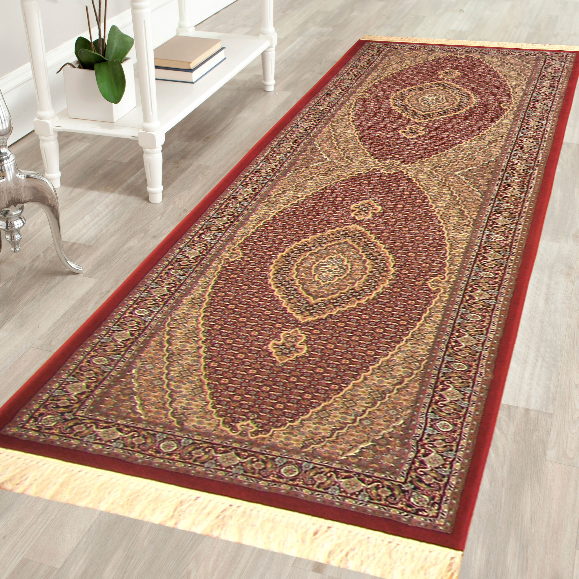 Large View Mona Red Oriental Fringed Rug