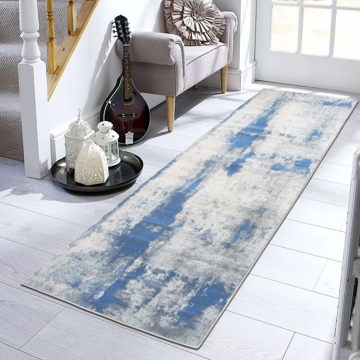 Large View Messi Blue Abstract Monet Rug