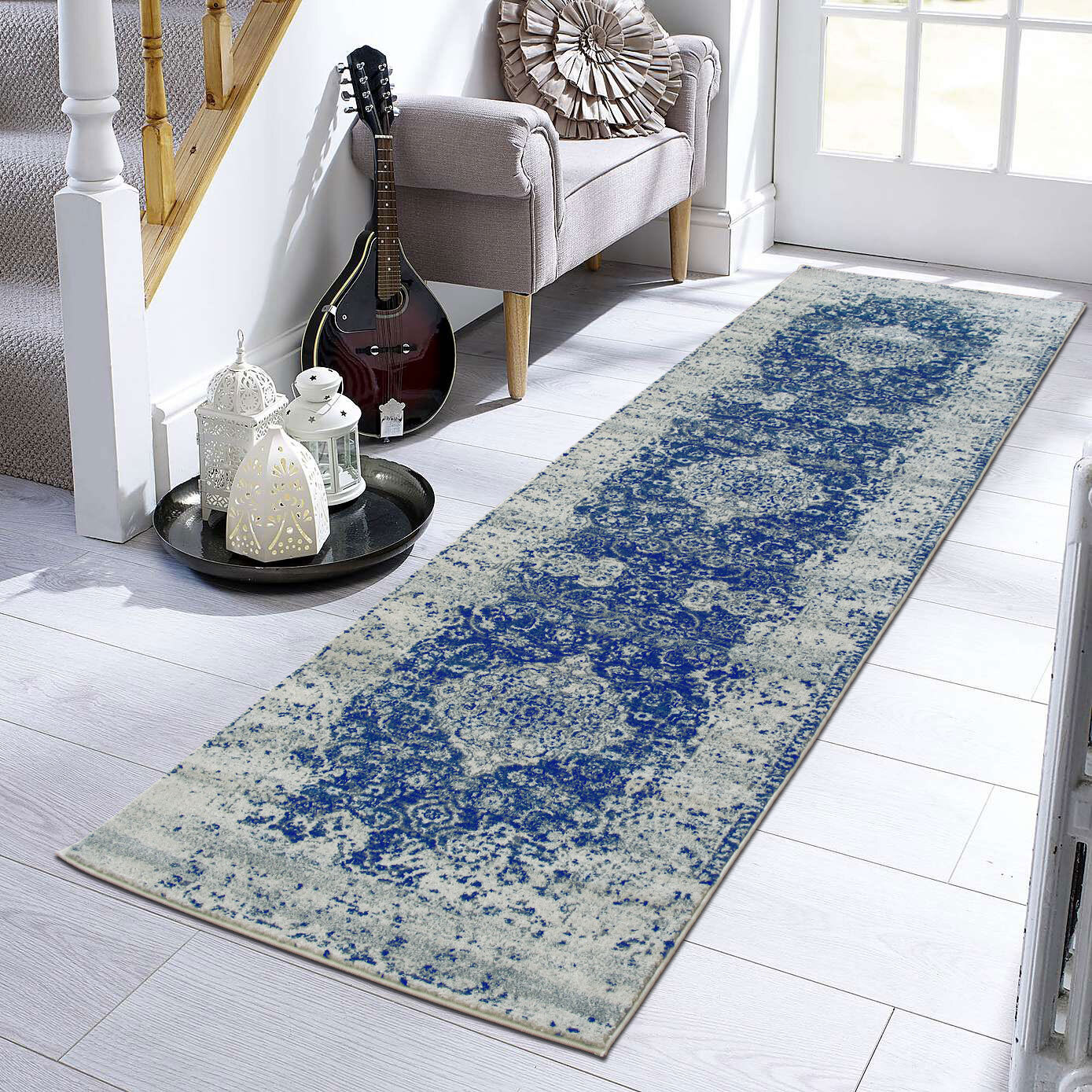 Large View Messi Blue Classic Overdyed Rug
