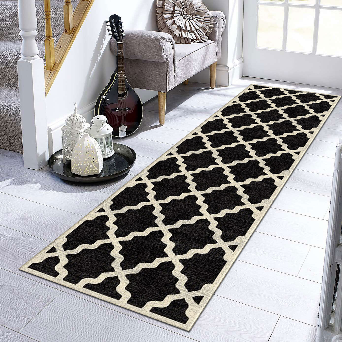 Messi Black Moroccan Trellis  Rug