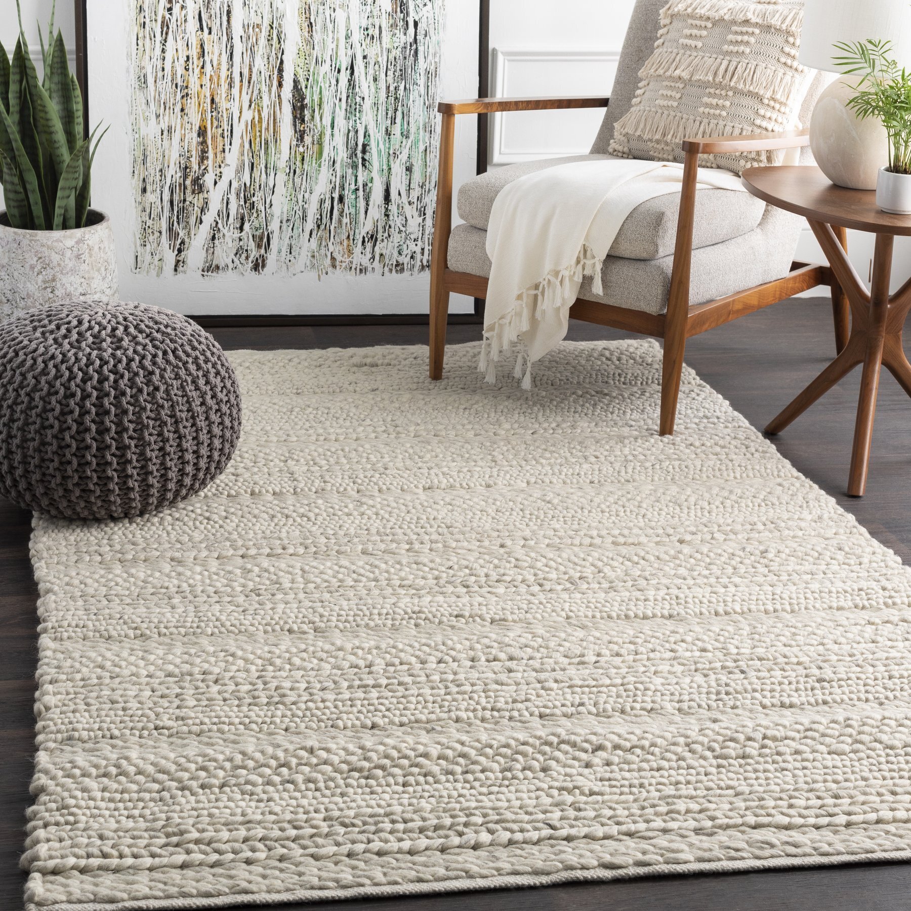 Mel Ivory Braided Wool Rug