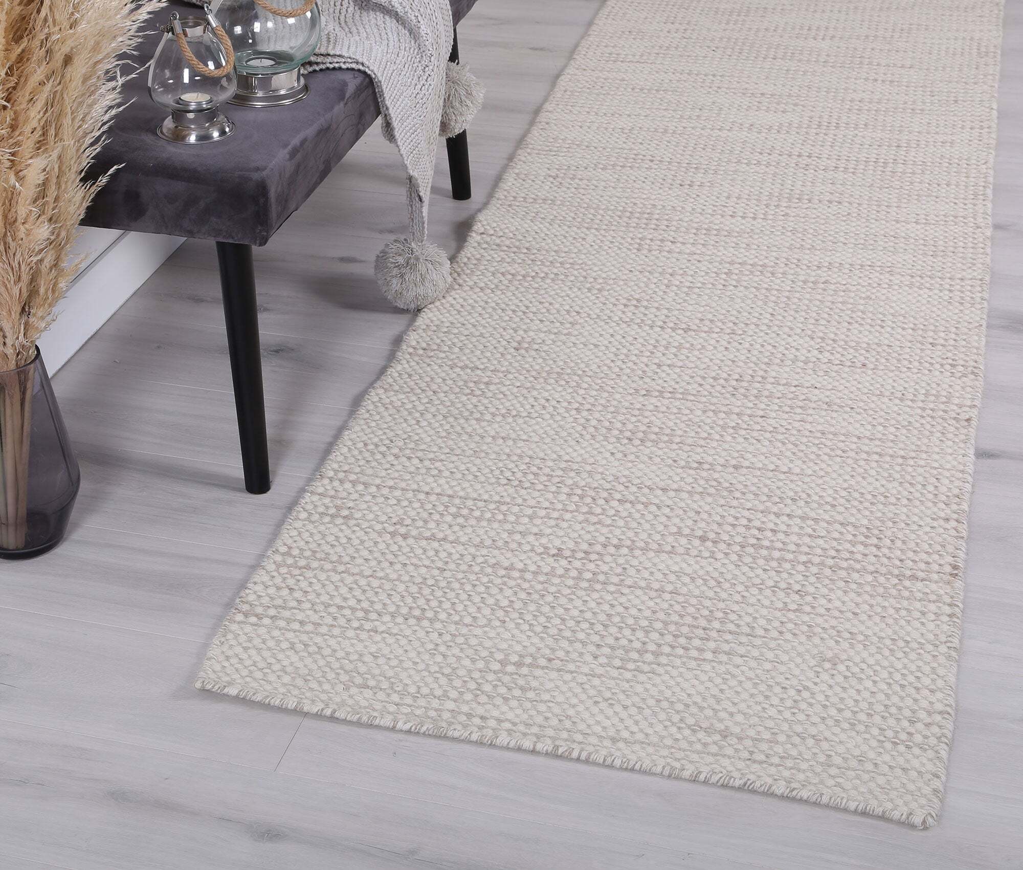 Natura Beige Wool Flatweave Rug