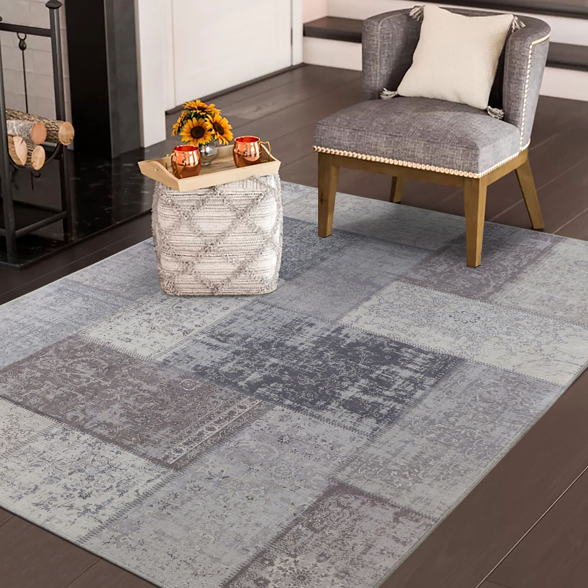 Large View Noble Traditional Patchwork Rug