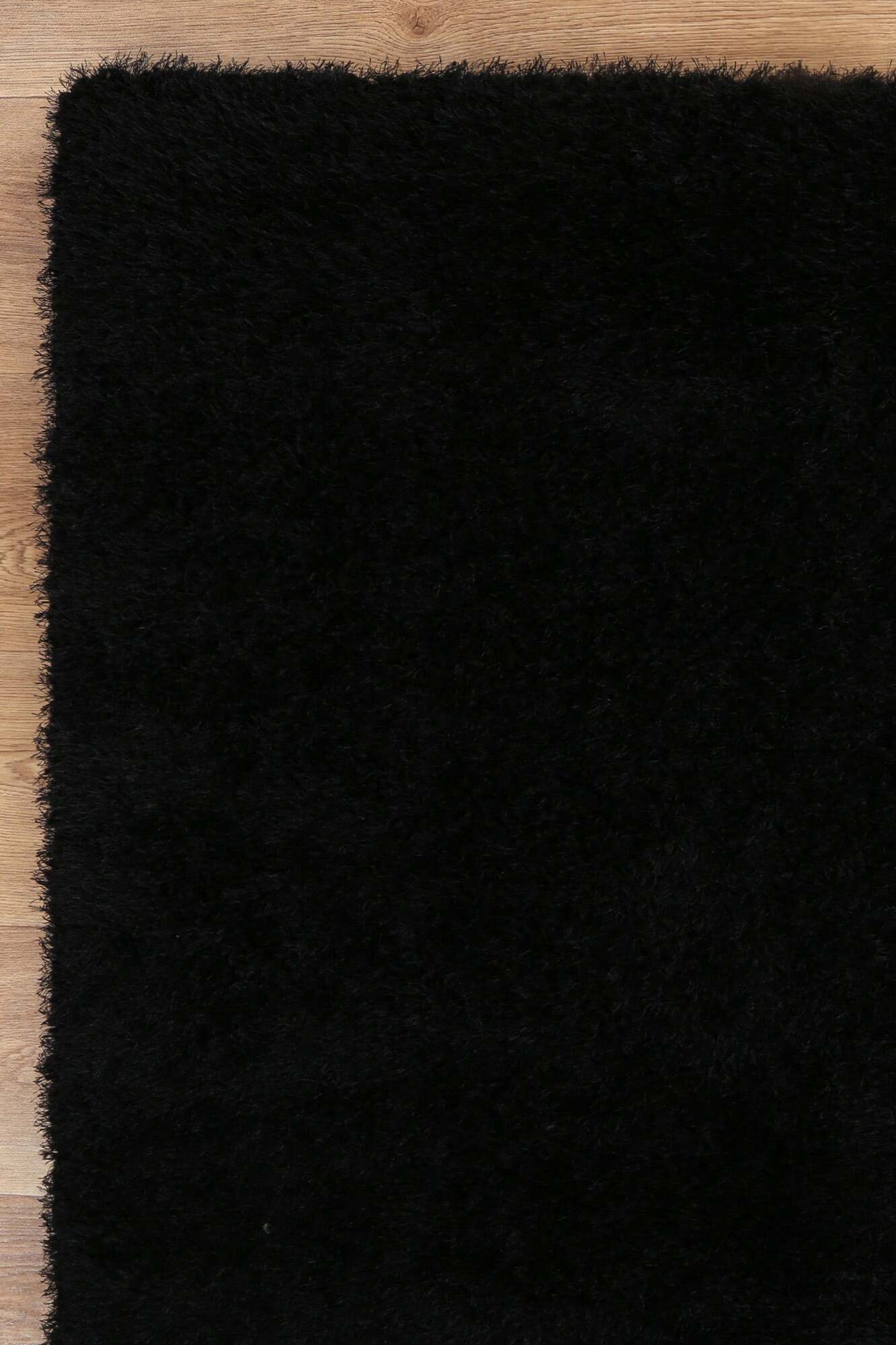 Large View Palace Plain Black Shaggy Rug
