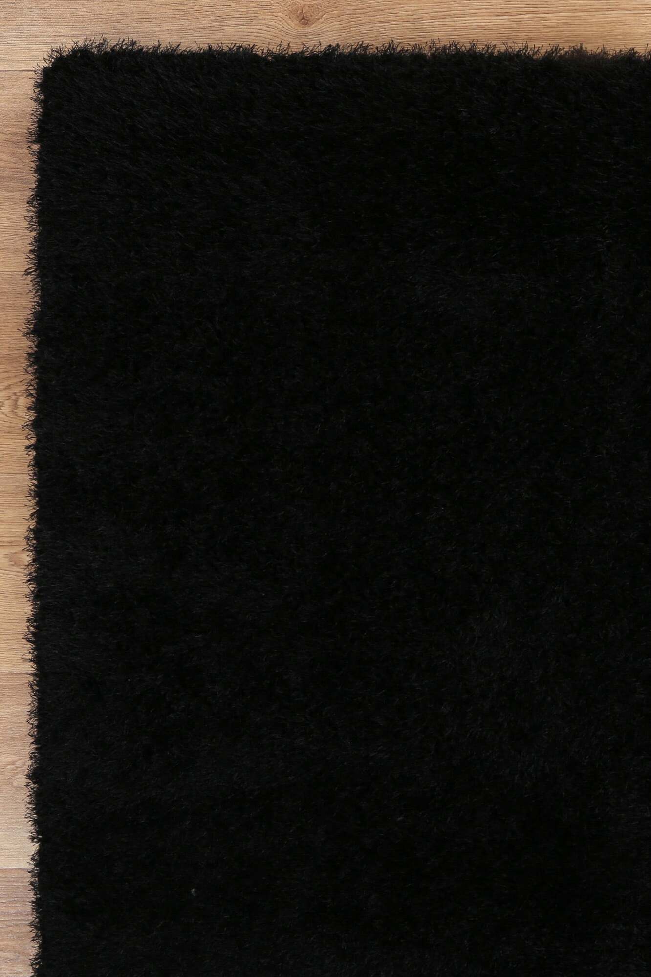 Palace Plain Black Shaggy Rug