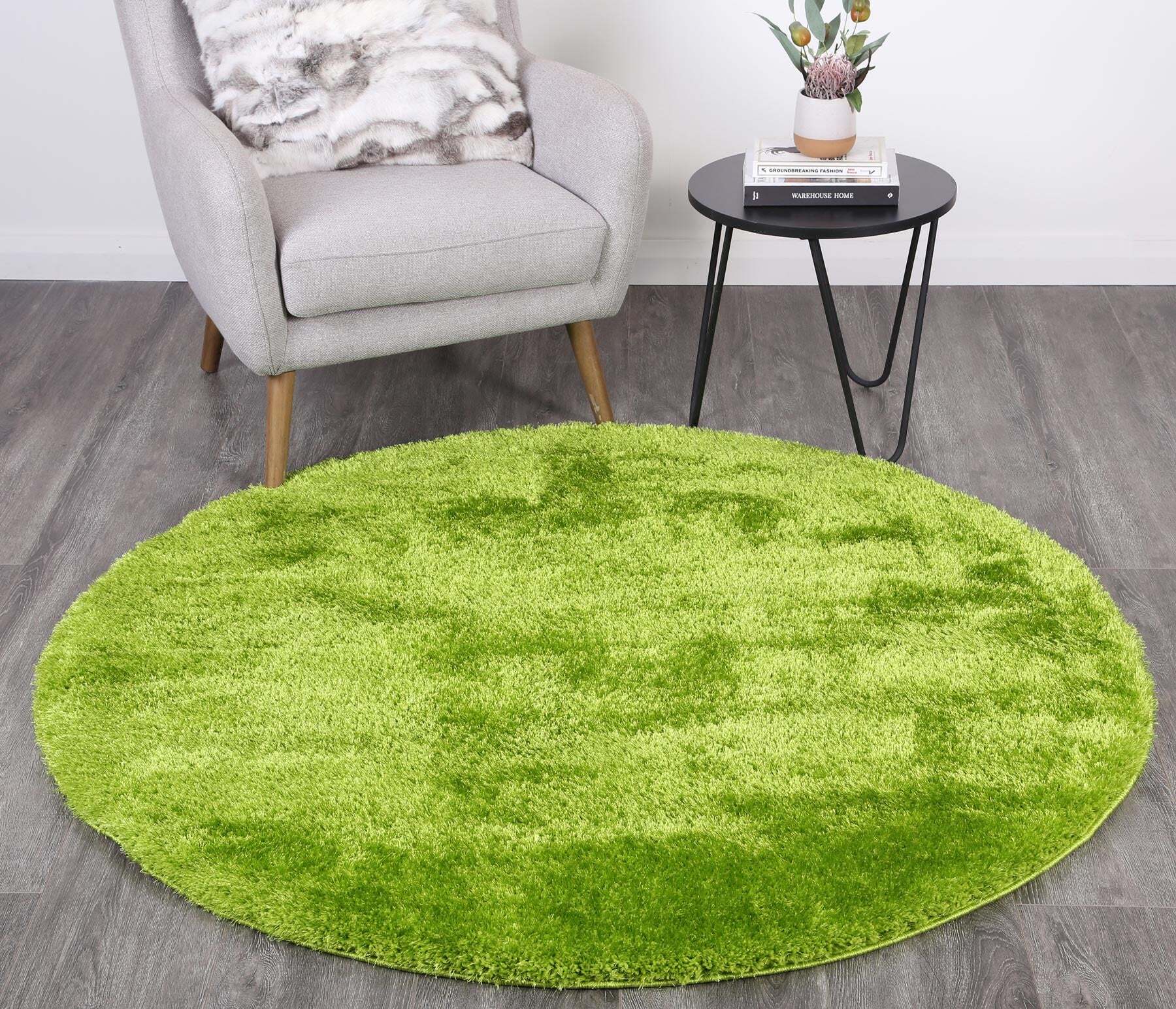 Palace Plain Green Shaggy Rug