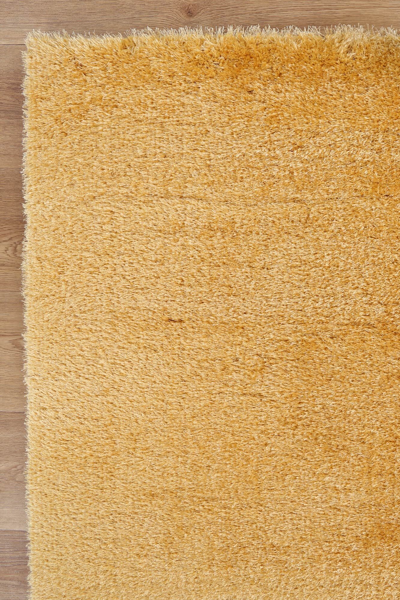 Large View Palace Plain Yellow Shaggy Rug
