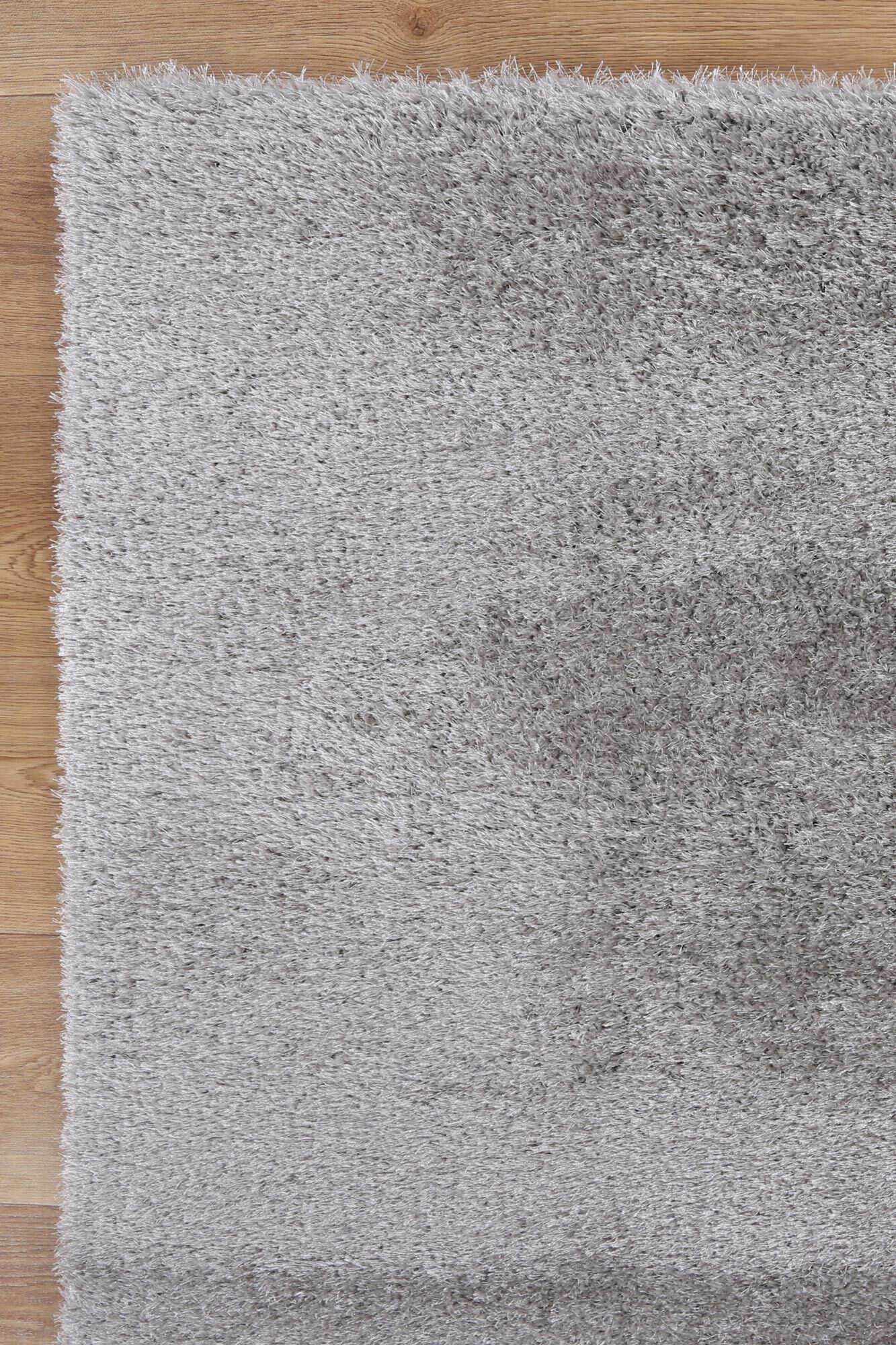 Large View Palace Plain Light Grey Shaggy Rug
