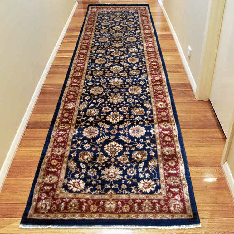 Large View Parker Navy Traditional Floral Rug