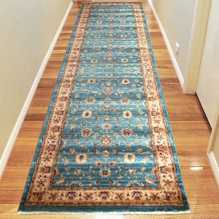 Large View Parker Blue Oriental Fringed Rug