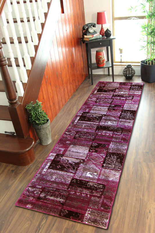 Large View Paris Carved Lilac Patchwork Rug