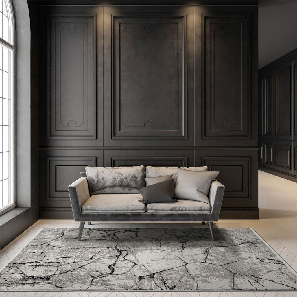 Large View Petra Fringed Marble Pattern Rug