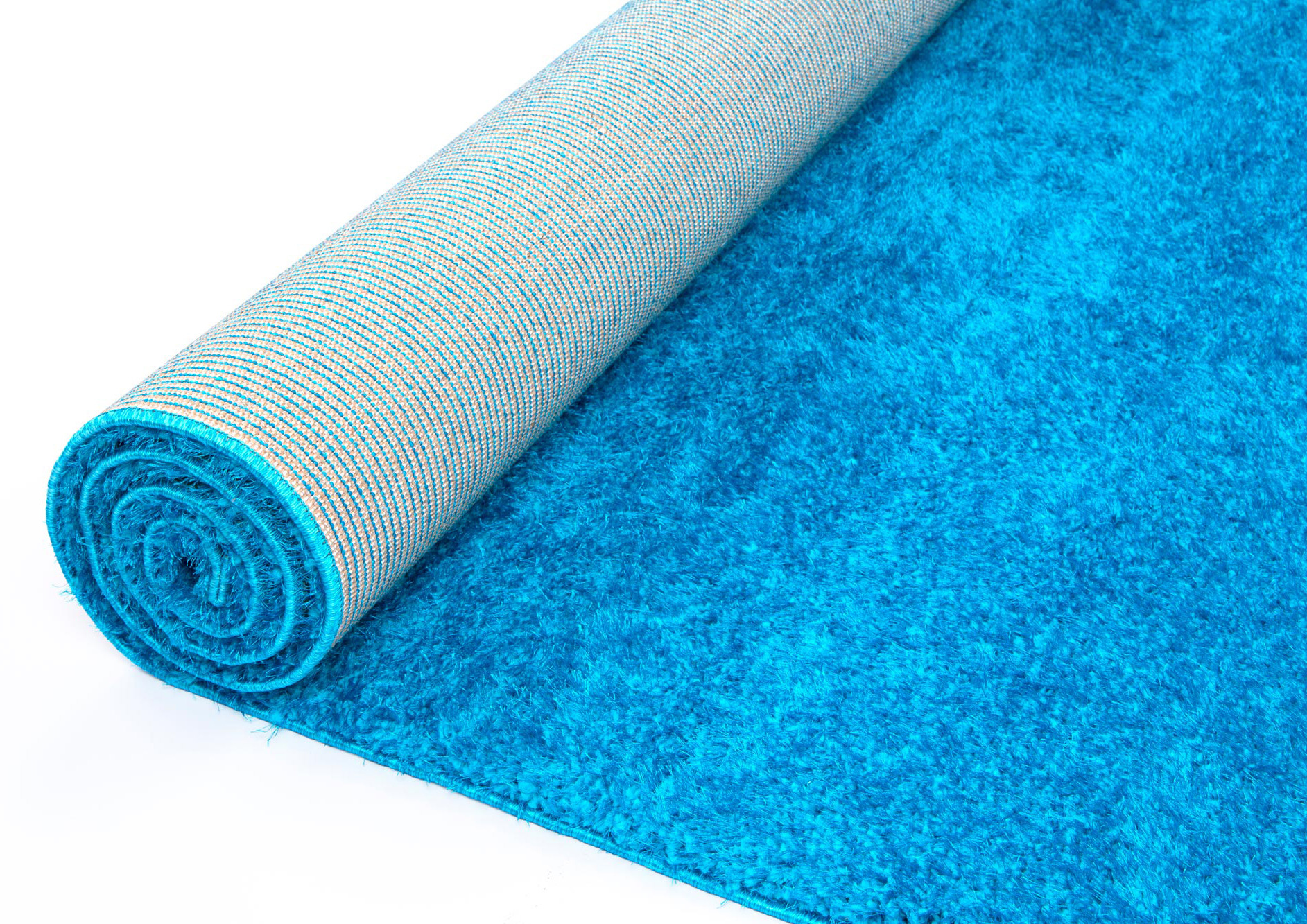 Large View Puffy Plain Teal Shaggy Rug