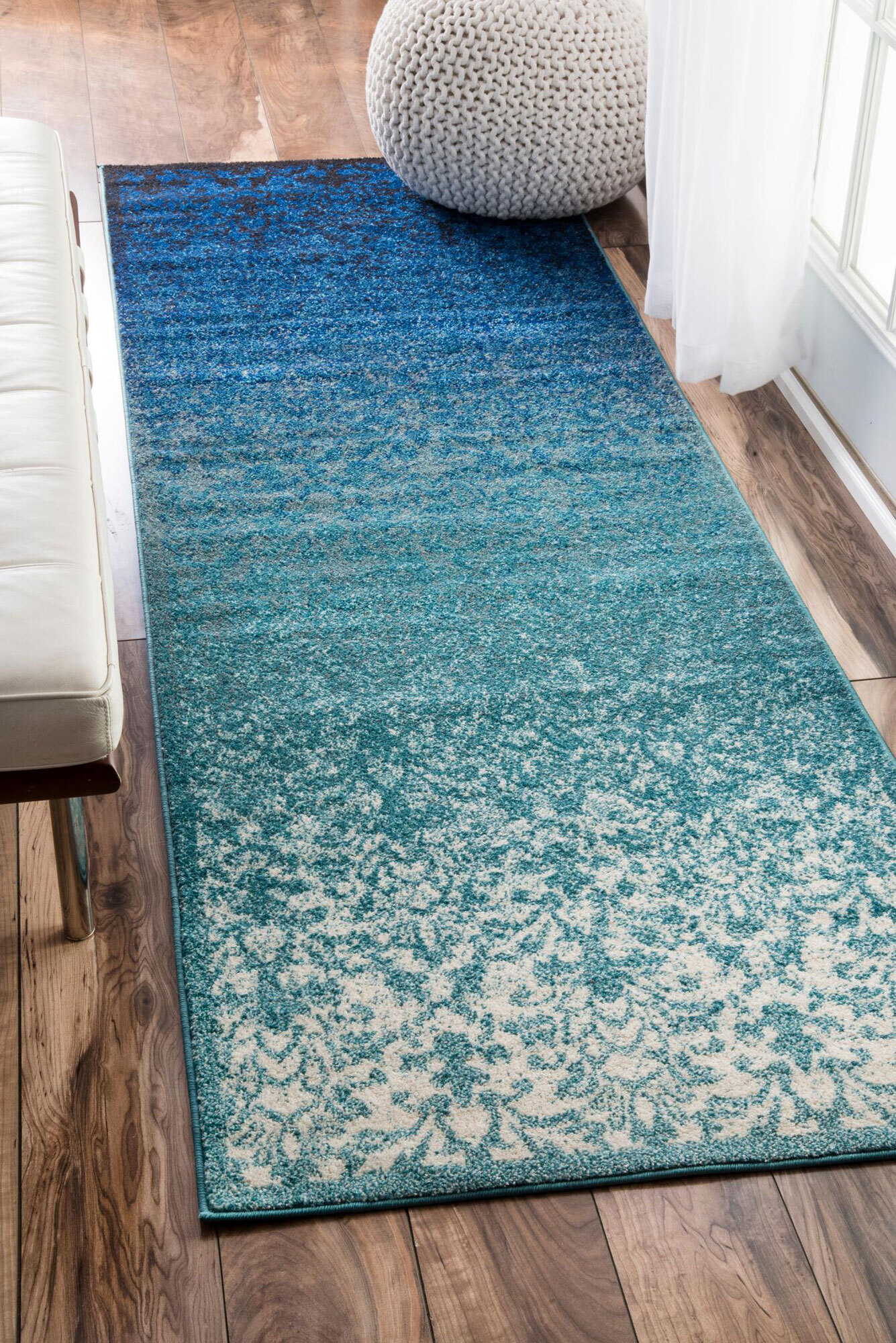 Roma Blue Transitional Floral Rug