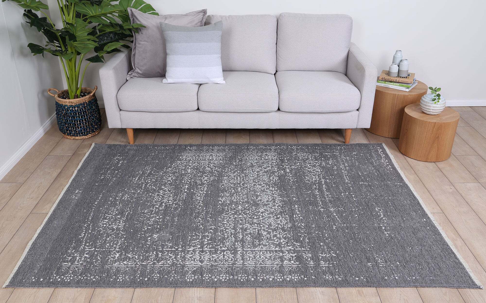 Large View Ryan Grey Cotton Transitional Rug