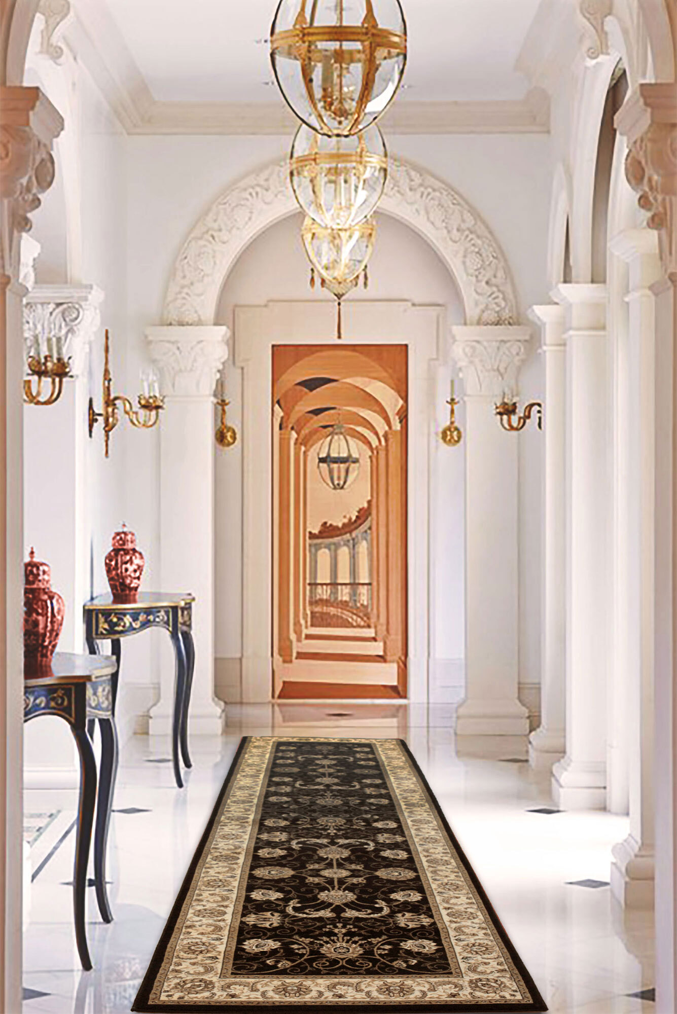 Large View Star Black Traditional Oriental Rug