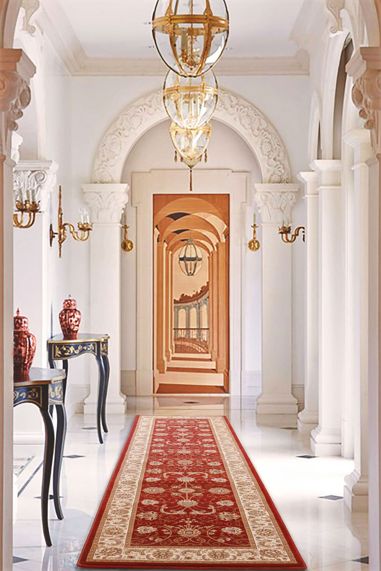 Large View Star Red Traditional Oriental Rug