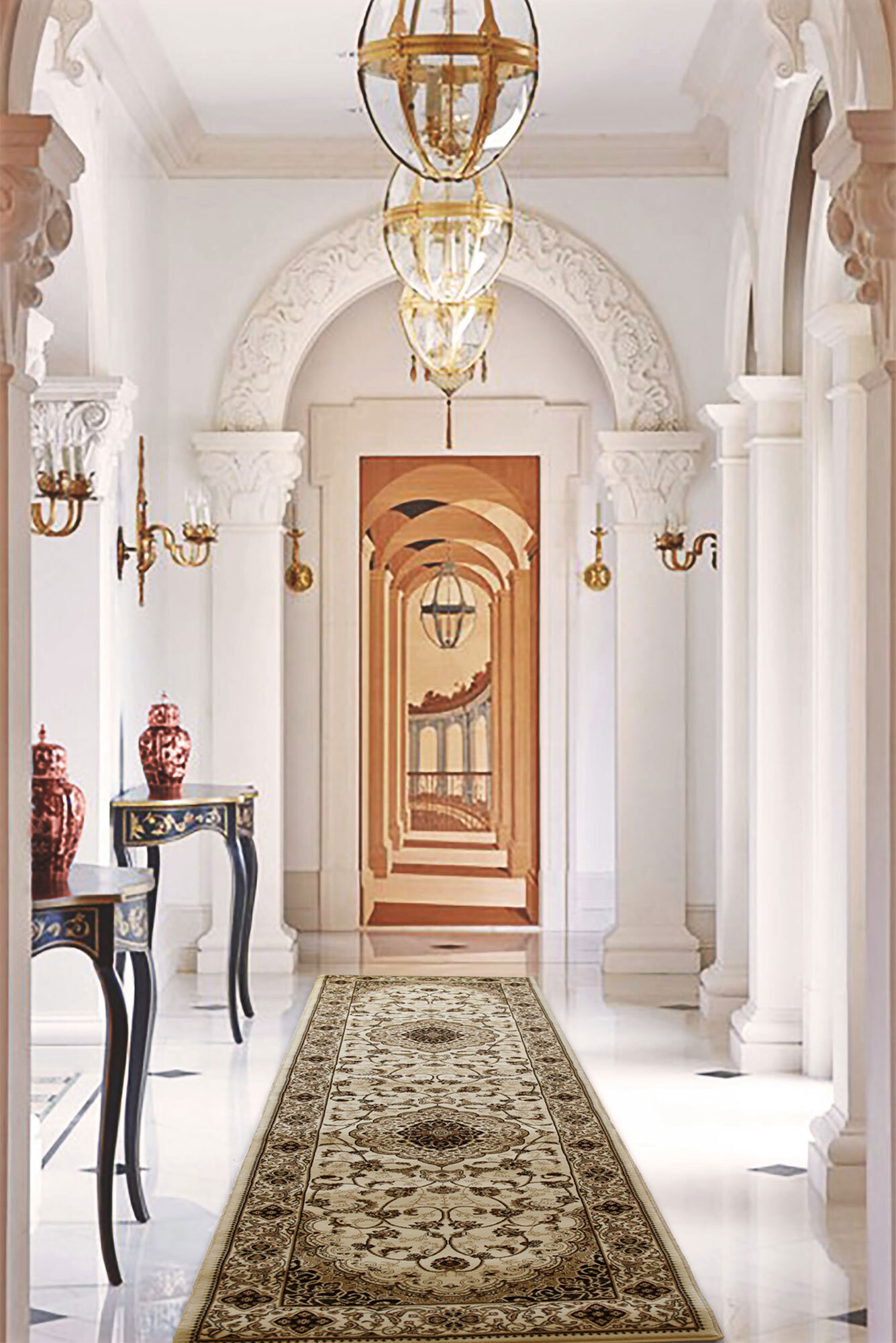 Large View Star Beige Classic Medallion Rug