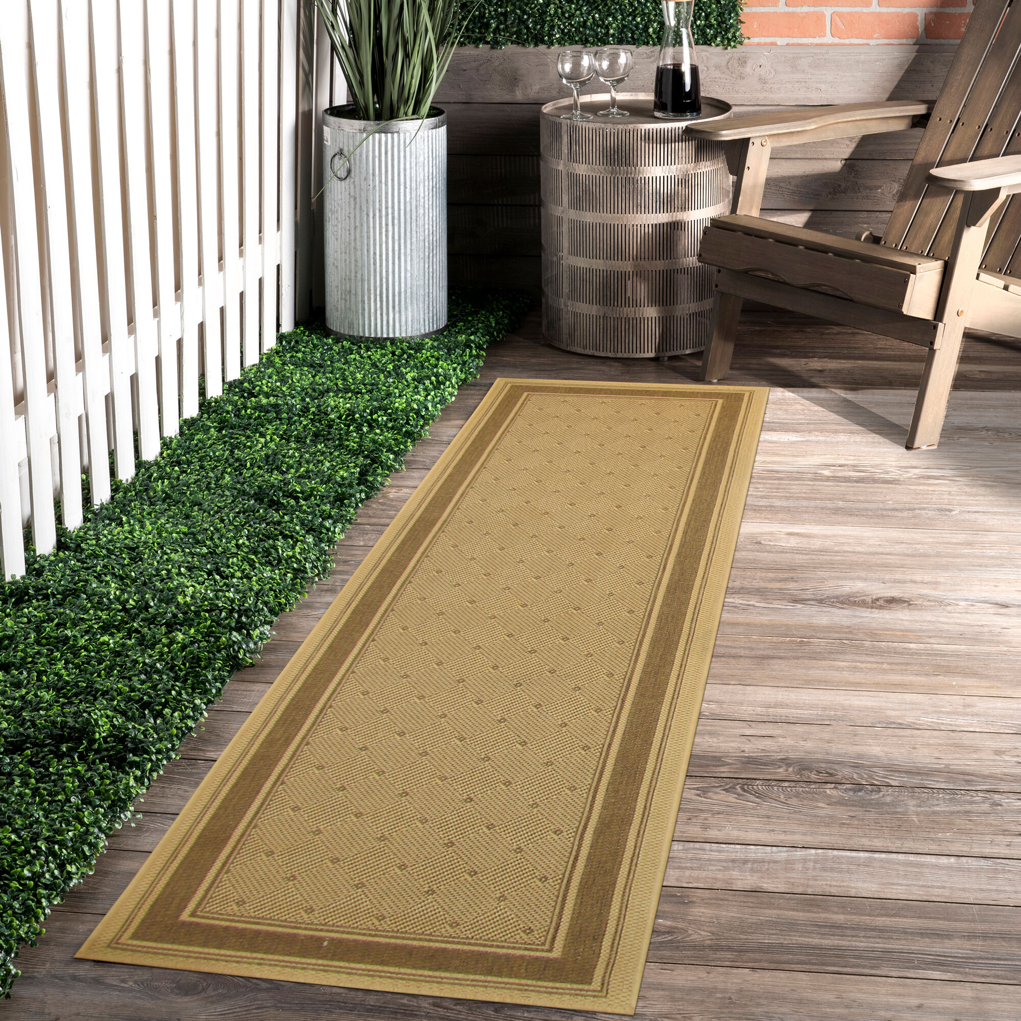 Large View Sama Beige Flatweave Border Rug