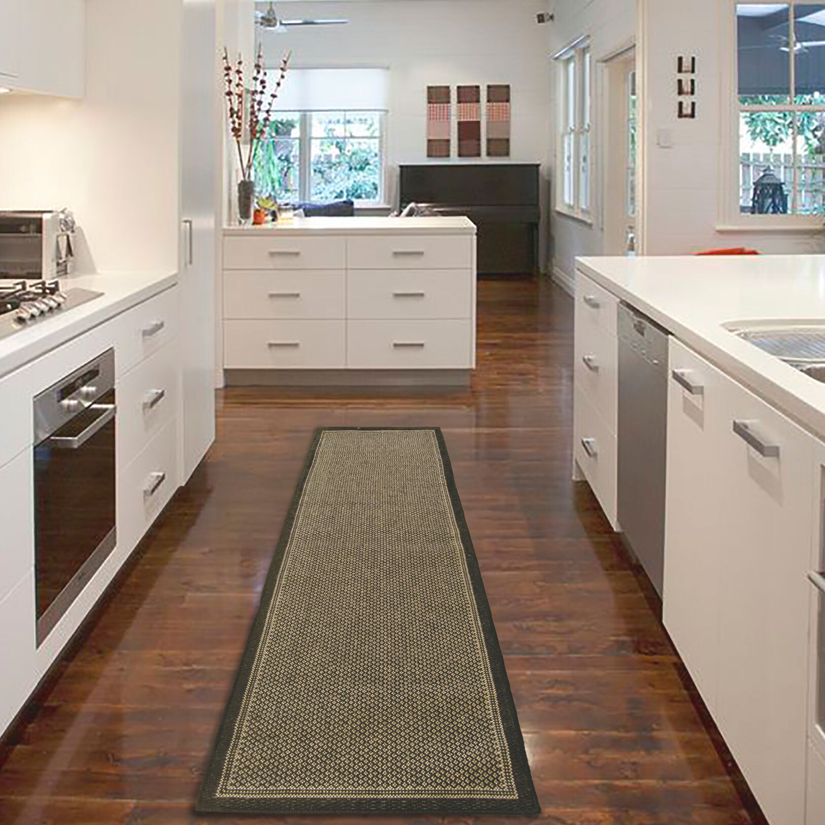 Large View Storm Plain Border Flatweave Rug