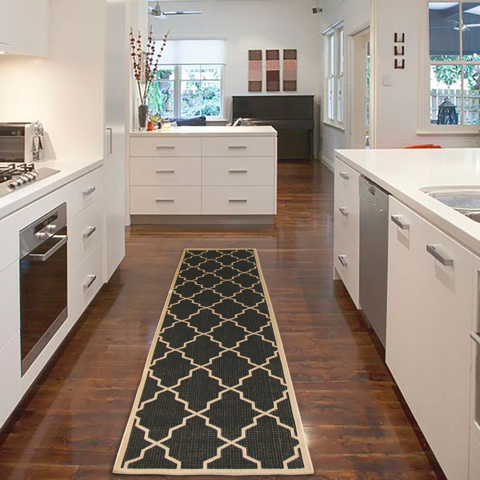 Large View Storm Flatweave Trellis Rug