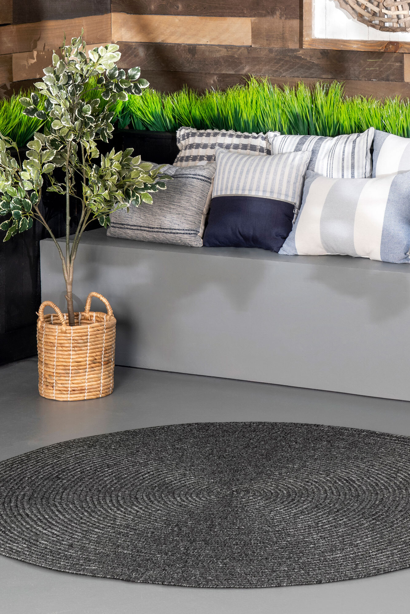 Large View San Pietro Black Hand Braided Rug