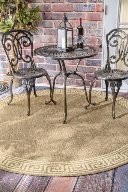 Large View Subi Tan Greek Key Flatweave Rug