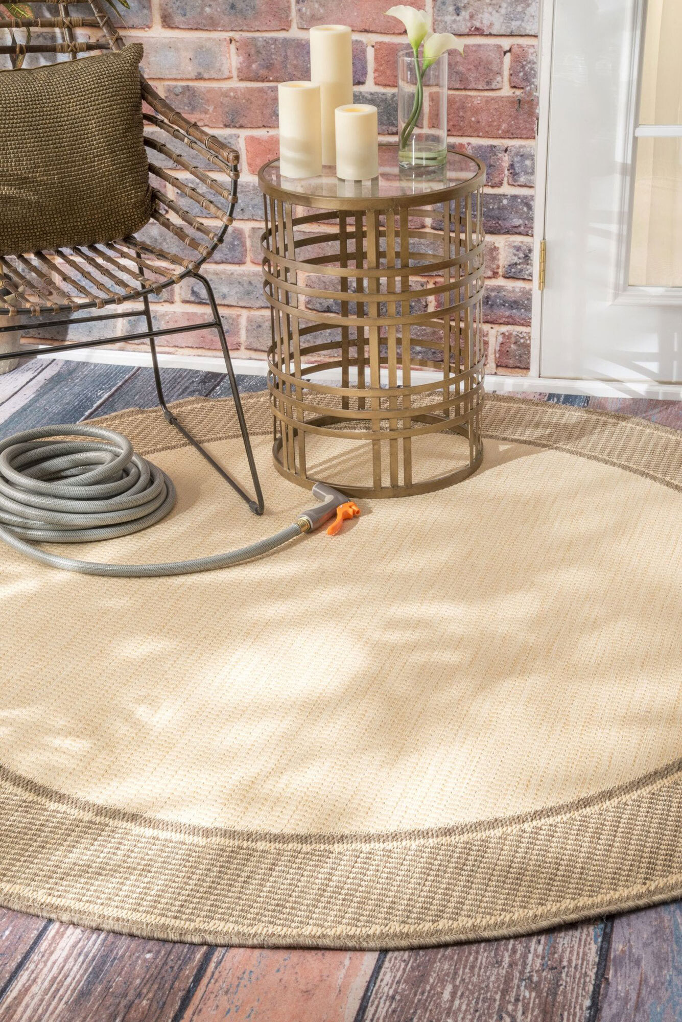 Large View Subi Beige Border Flatweave Rug