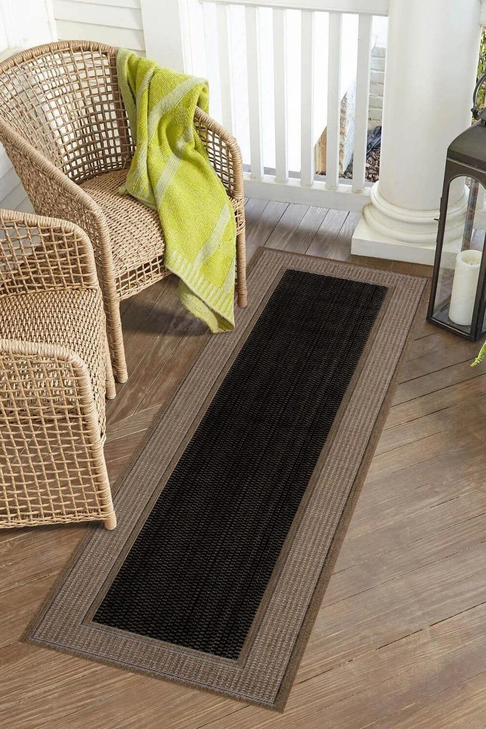 Large View Soleil Beige Border Flatweave Rug