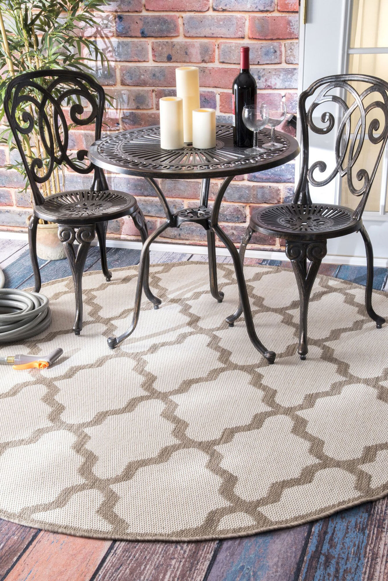 Large View Subi Beige Trellis Flatweave Rug