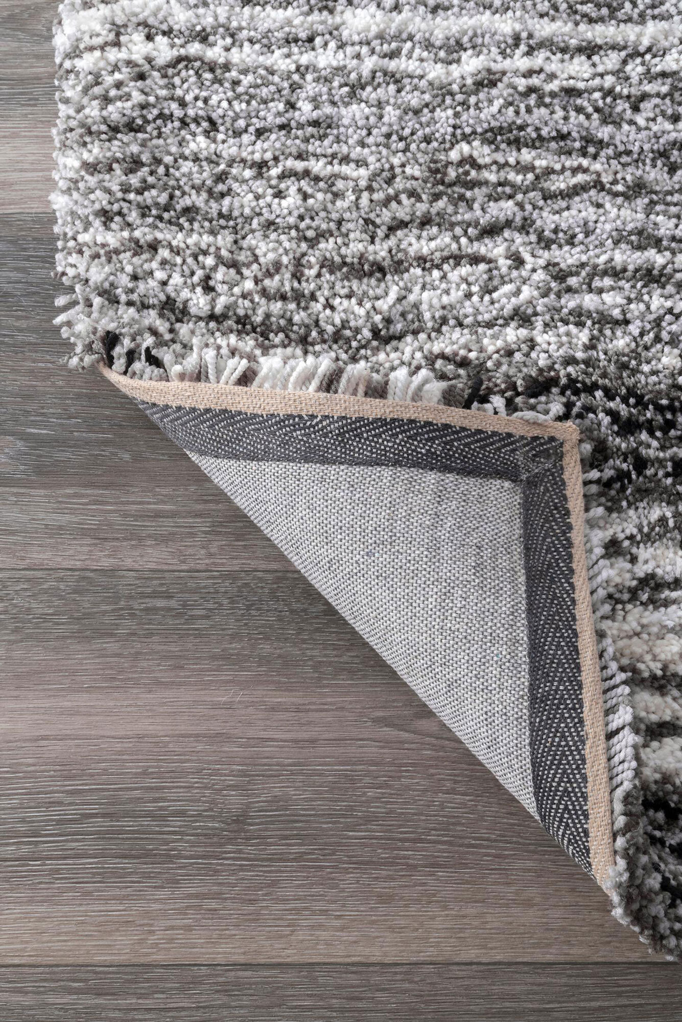 Symphony Grey Striped Shag Rug