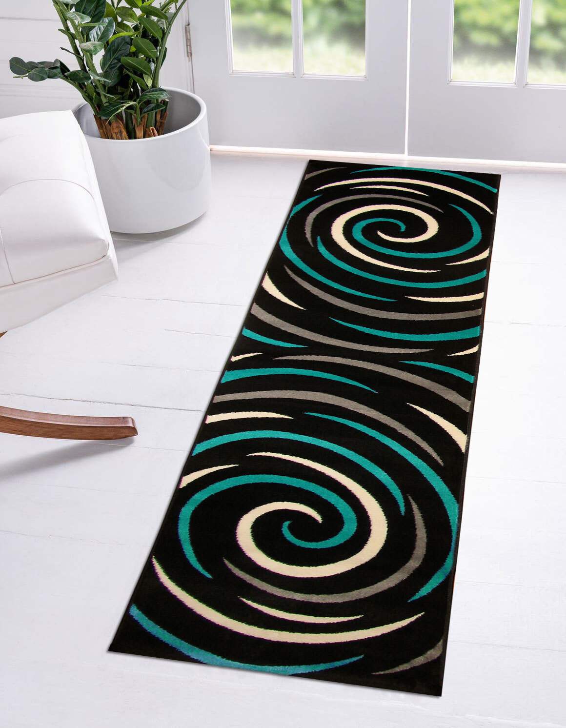 Large View Sky Modern Swirl Pattern Rug