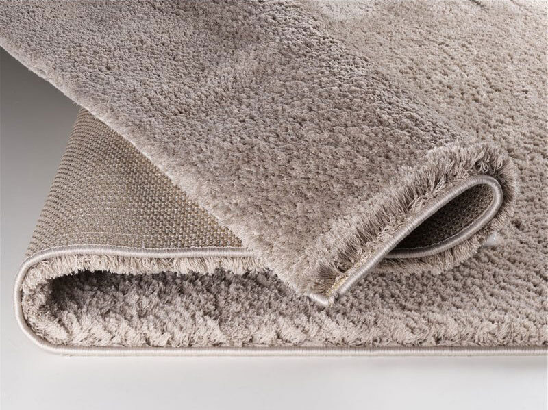 Large View Silky Plain Beige Thick Shaggy Rug