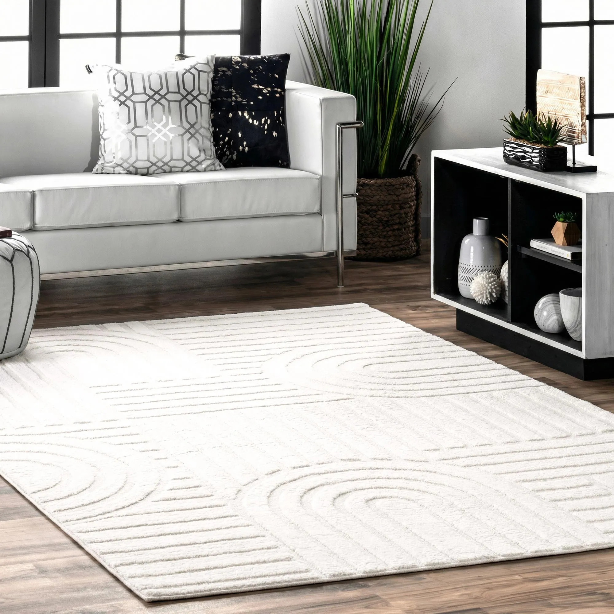 Viper White Modern Arch Rug