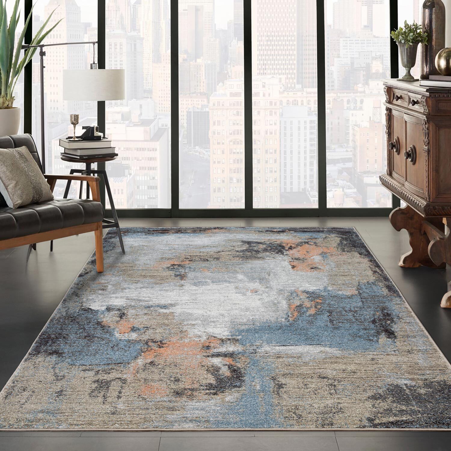 Large View Vivid Modern Abstract Rug