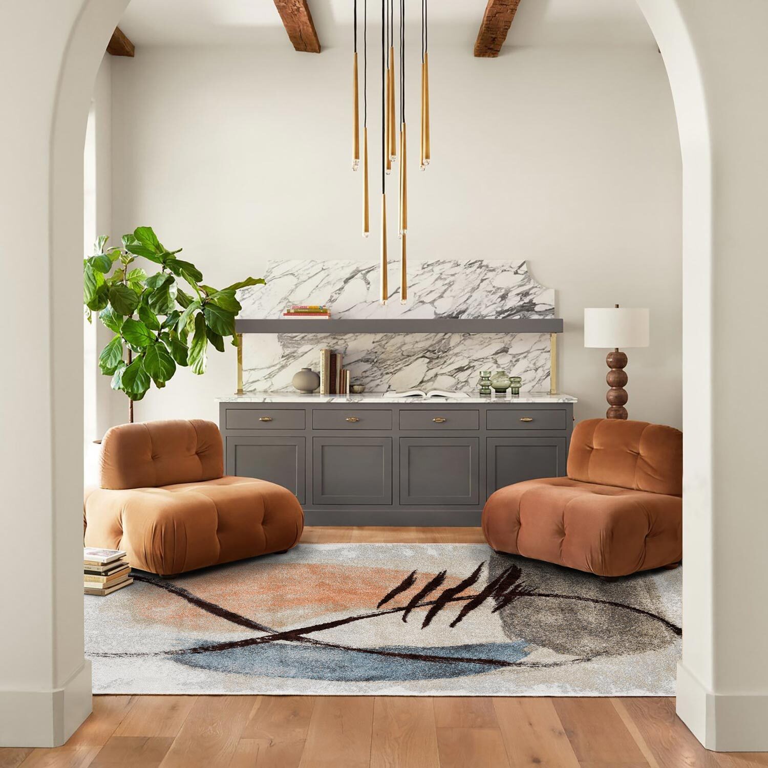 Large View Vivid Modern Abstract Rug