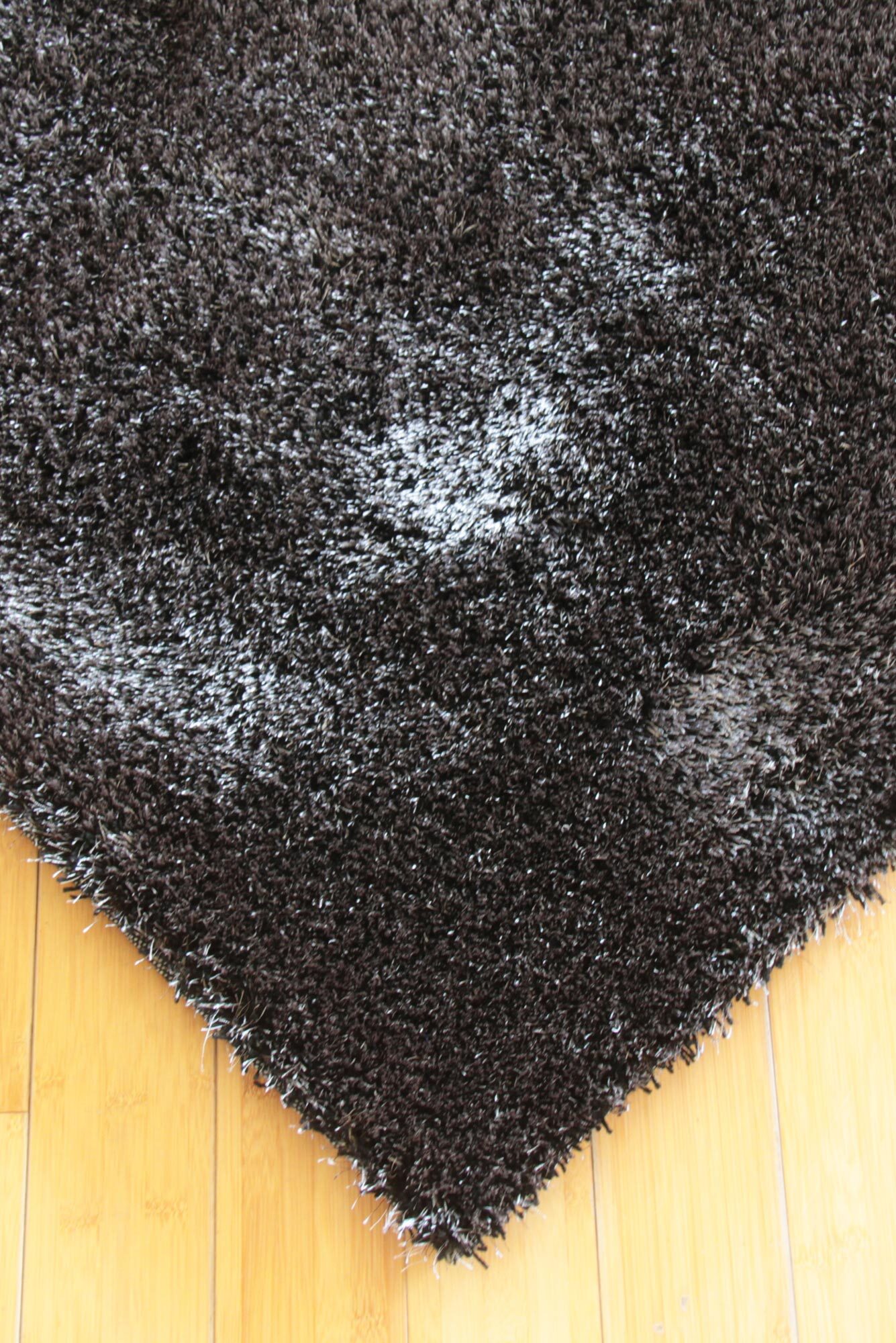 Vera Thick Plain Black Shaggy Rug