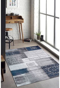 Atlanta Blue Modern Patchwork Rug