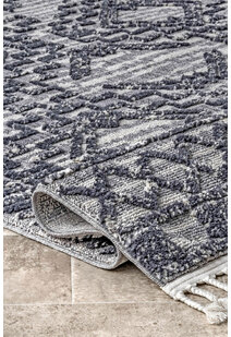 Aroma Blue Fringed Moroccan Rug
