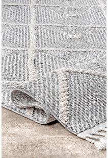 Aroma Grey Moroccan Fringed Rug