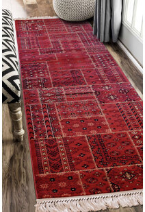 Red Tribal Afghan Patchwork Rug