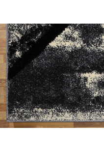 Aria Black Modern Geometric Rug