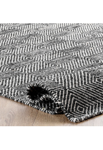 Dhurrie Black Flatweave Wool Rug